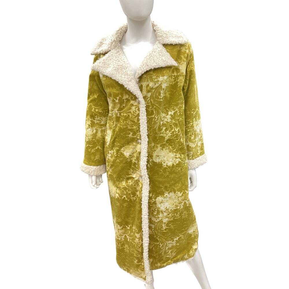 Urban Outfitters Coat Womens SZ S Petite Asher FauxShearling Long Mustard &Cream